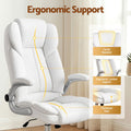 Artiss Executive Office Chair PU Leather Flip-up Arms Recline Gaming Chair White