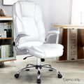 Artiss Executive Office Chair PU Leather Flip-up Arms Recline Gaming Chair White