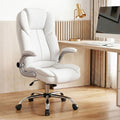 Artiss Executive Office Chair PU Leather Flip-up Arms Recline Gaming Chair White
