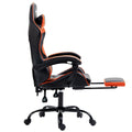 Artiss Gaming Office Chair Leather Orange Footrest Computer
