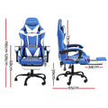 Artiss Gaming Office Chair Executive Leather Footrest Blue
