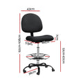 Artiss Drafting Stool Office Chair Black Fabric