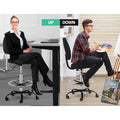 Artiss Drafting Stool Office Chair Black Fabric
