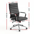 Artiss Conference Office Chair Swivel Computer Chair High Back Ribbed PU Leather Black