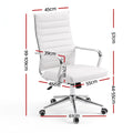 Artiss Conference Office Chair Swivel Computer Chair High Back Ribbed PU Leather White