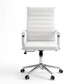 Artiss Conference Office Chair Swivel Computer Chair High Back Ribbed PU Leather White