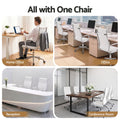 Artiss Conference Office Chair Swivel Computer Chair High Back Ribbed PU Leather White