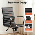 Artiss Office Chair PU Leather Mid Back Black Conference