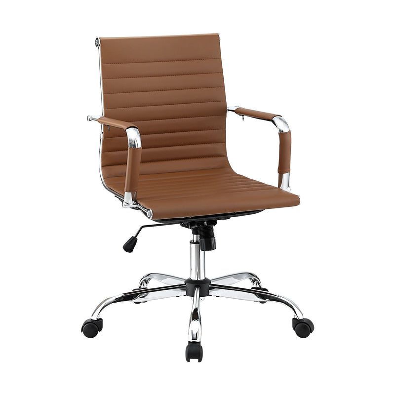 Artiss Office Chair PU Leather Mid Back Brown Conference