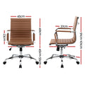 Artiss Office Chair PU Leather Mid Back Brown Conference