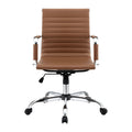 Artiss Office Chair PU Leather Mid Back Brown Conference