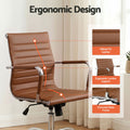 Artiss Office Chair PU Leather Mid Back Brown Conference