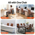 Artiss Office Chair PU Leather Mid Back Brown Conference
