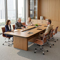 Artiss Office Chair PU Leather Mid Back Brown Conference
