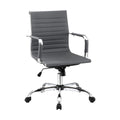 Artiss Office Chair PU Leather Mid Back Grey Conference