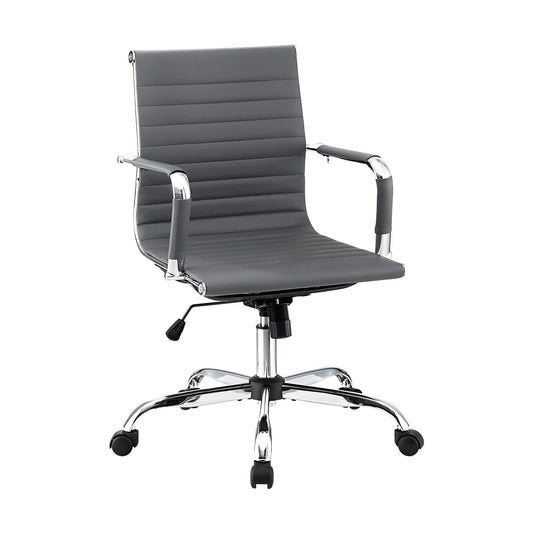 Artiss Office Chair PU Leather Mid Back Grey Conference