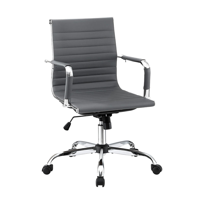 Artiss Office Chair PU Leather Mid Back Grey Conference