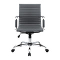 Artiss Office Chair PU Leather Mid Back Grey Conference