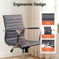 Artiss Office Chair PU Leather Mid Back Grey Conference