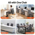 Artiss Office Chair PU Leather Mid Back Grey Conference