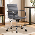 Artiss Office Chair PU Leather Mid Back Grey Conference