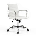 Artiss Mid Back PU Leather Office Chair White Conference