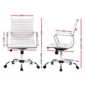 Artiss Mid Back PU Leather Office Chair White Conference