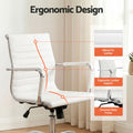 Artiss Mid Back PU Leather Office Chair White Conference