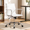 Artiss Mid Back PU Leather Office Chair White Conference