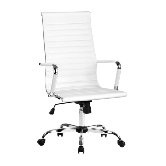 Artiss Office Chair High Back PU Leather Conference White