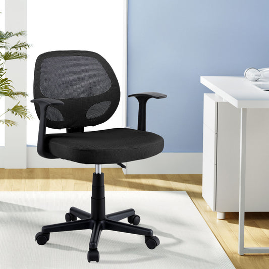 Artiss Mesh Office Chair Black Mid Back Computer Gaming Desk