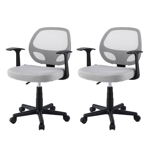 Artiss 2x Mesh Office Chair Grey Mid Back Computer Gaming Desk