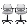 Artiss 2x Mesh Office Chair Grey Mid Back Computer Gaming Desk