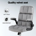Artiss Gaming Office Chair Velvet Grey Armrest Computer Desk Seat