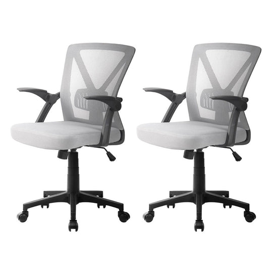 Artiss Mesh Office Chair Mid Back Grey 2 Pack