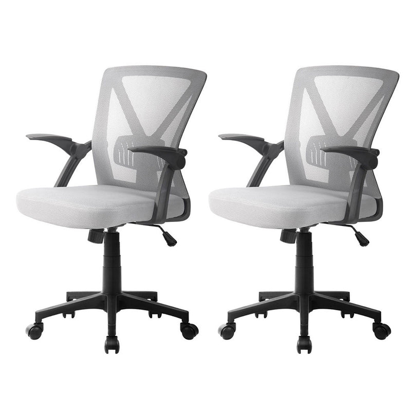 Artiss Mesh Office Chair Mid Back Grey 2 Pack