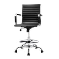 Artiss Office Chair Drafting Stool Leather Chairs Black