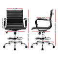 Artiss Office Chair Drafting Stool Leather Chairs Black