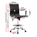 Artiss Drafting Stool Office Chair Black Leather High Back