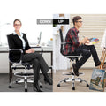Artiss Drafting Stool Office Chair Black Leather High Back