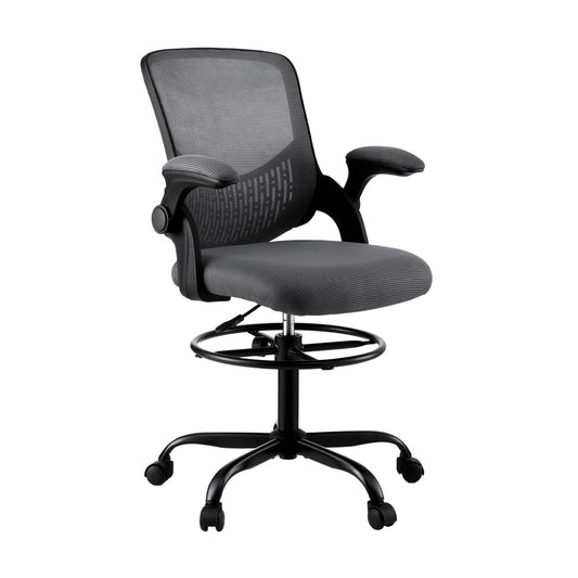 Artiss Drafting Chair Mesh Grey Computer Desk Stool