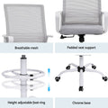 Artiss Office Chair Drafting Chairs Stool Computer Desk Studios Mesh White