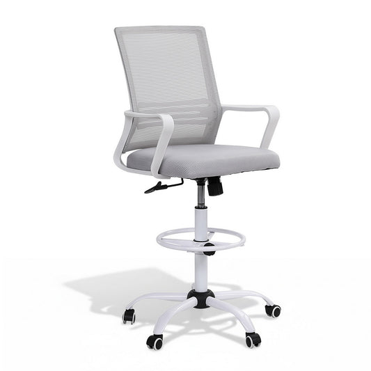 Artiss Drafting Chair Mesh White Computer Office Stool