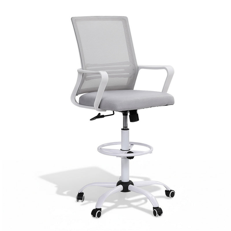 Artiss Drafting Chair Mesh White Computer Office Stool
