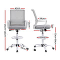 Artiss Drafting Chair Mesh White Computer Office Stool