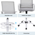 Artiss Drafting Chair Mesh White Computer Office Stool