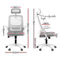 Artiss Office Chair Ergonomic Computer Desk Chair Grey Adjustable