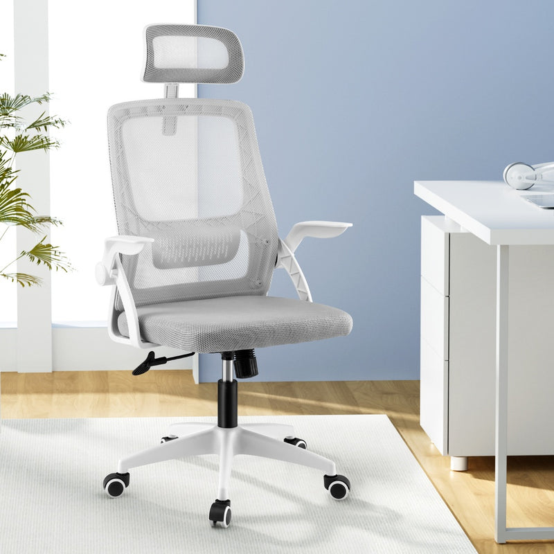 Artiss Office Chair Ergonomic Computer Desk Chair Grey Adjustable