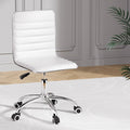 Artiss Office Chair PU Leather Low Back White Conference