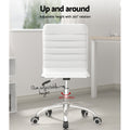 Artiss Office Chair PU Leather Low Back White Conference
